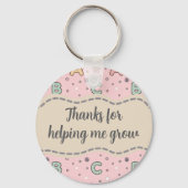Roze Letters Leraar School Patroon Sleutelhanger (Achterkant)