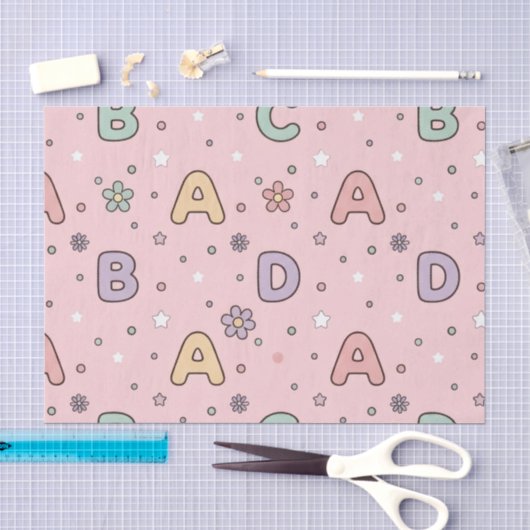 Roze Letters Leraar School Patroon Tissuepapier (Craft)