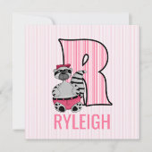 Roze letters R Kinderen Birthday Partij Kaart (Voorkant)