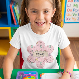 Roze letters terug naar school patroon t-shirt