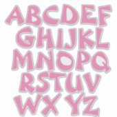 Roze Letters Transparante Alfabet Muur Sticker (Voorkant)