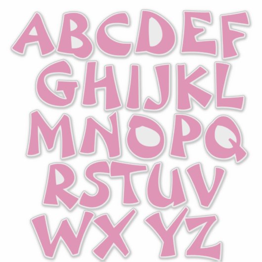 Roze Letters Transparante Alfabet Muur Sticker (Voorkant)