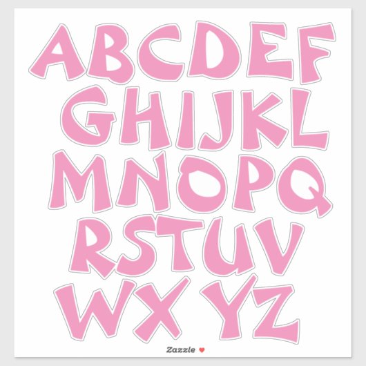 Roze Letters Transparante Alfabet Muur Sticker (Vel)
