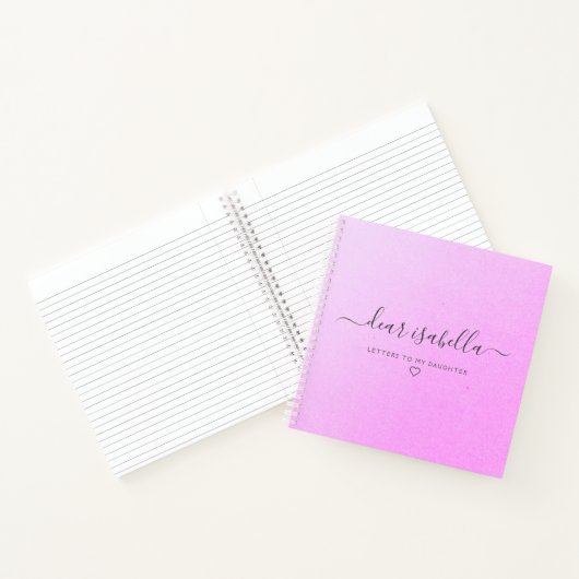 Roze letters voor mijn Daughter Keepomwille Memory Notitieboek (Binnen)