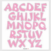 Roze Letters Wit Alfabet Muur Sticker (Vel)