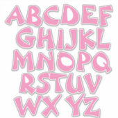 Roze Letters Wit Alfabet Muur Sticker (Voorkant)