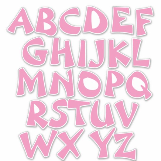 Roze Letters Wit Alfabet Muur Sticker (Voorkant)