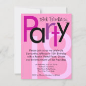 Roze lettertype 18e verjaardag Party uitnodiging (Voorkant)