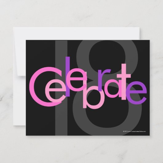 Roze lettertype 18e verjaardag Party uitnodiging (Achterkant)