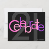 Roze lettertype 21e verjaardag Party uitnodiging (Achterkant)