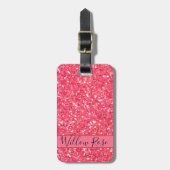 Roze leugenachtige glans, glitterpatroon, geschenk bagagelabel (Voorkant verticaal)
