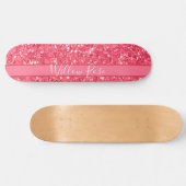 Roze leugenachtige glans, glitterpatroon, geschenk persoonlijk skateboard (Horizontaal)