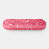Roze leugenachtige glans, glitterpatroon, geschenk persoonlijk skateboard (Horizontaal)