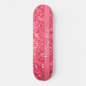 Roze leugenachtige glans, glitterpatroon, geschenk persoonlijk skateboard (Voorkant)