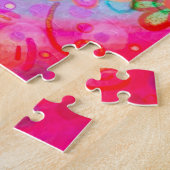 Roze Leuk Bloemen Naam Legpuzzel (Zijkant)