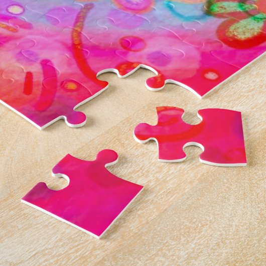 Roze  Leuk Bloemen Naam Legpuzzel (Zijkant)