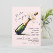 Roze Leuk Champagne Bridal Brunch Bruiloft Douche Kaart (Staand voorkant)