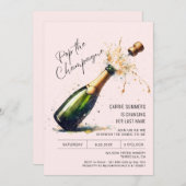 Roze Leuk Champagne Bridal Brunch Bruiloft Douche Kaart (Voorkant / Achterkant)