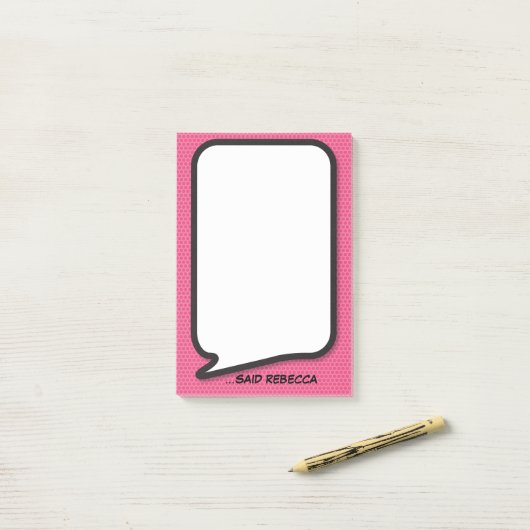 Roze Leuk Gepersonaliseerde Comic Book Speech Bubb Post-it® Notes (Op bureau)