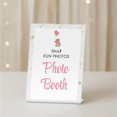 Roze Leuk Meisje Teddy Bear Baby shower Fotocabine Reclamebord Met Voetstuk