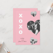 Roze Leuke 3 Foto Hart Valentijnsdag Xoxo Kaart (Voorkant / Achterkant in situ)