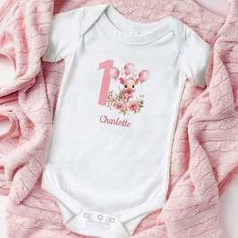 Roze Leuke Biglet Meisje 1e Verjaardag Baby Bodysu Romper