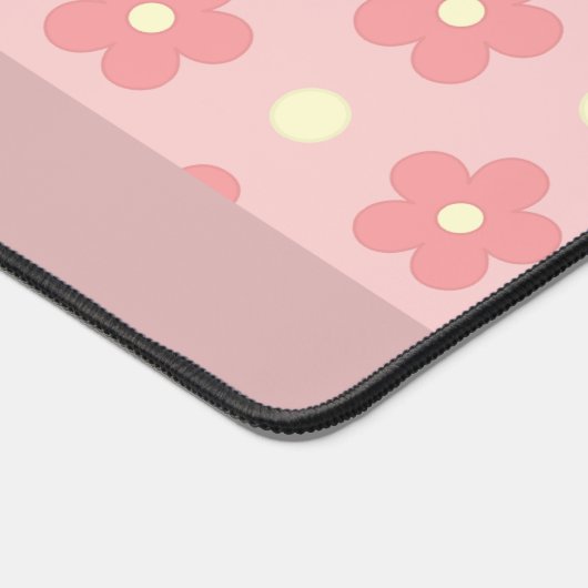 Roze Leuke Bloemen Aangepaste Tekst Leuke Bloemen Bureaumat (Hoek)