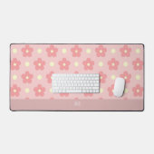 Roze Leuke Bloemen Aangepaste Tekst Leuke Bloemen Bureaumat (Keyboard & Muis)