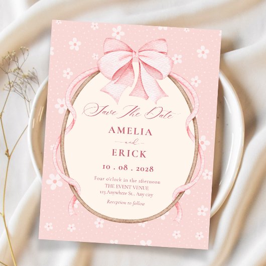 Roze leuke bruiloft save the date