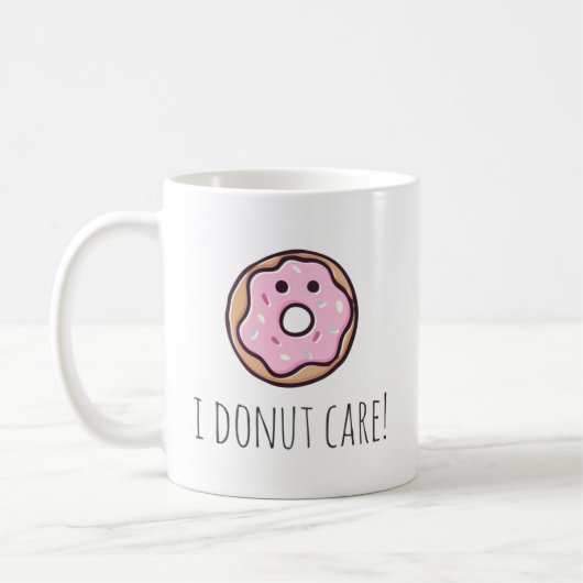 Roze Leuke Donut cartoon Grappig Quote Koffiemok (Links)