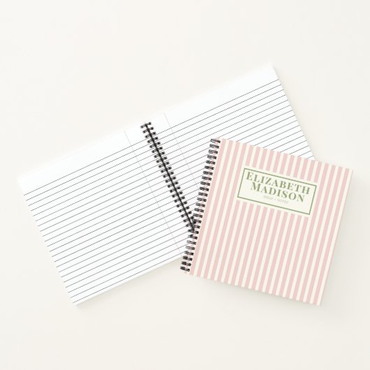 Roze Leuke Gestreepte Douane Notitieboek (Binnen)