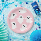 Roze Leuke Ghost Halloween Herfst Baby shower Papieren Bordje (Feest)