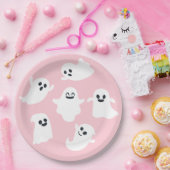 Roze Leuke Ghost Halloween Herfst Baby shower Papieren Bordje (Feest)