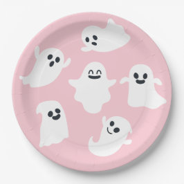 Roze Leuke Ghost Halloween Herfst Baby shower Papieren Bordje