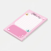 Roze Leuke Harten Sterren Vlinders Naam toevoegen Post-it® Notes (Schuin)