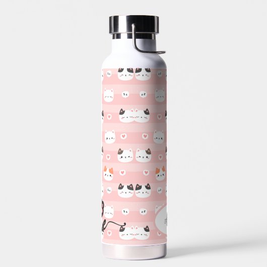 Roze Leuke Katten Gepersonaliseerde Kinderen Waterfles (Links)