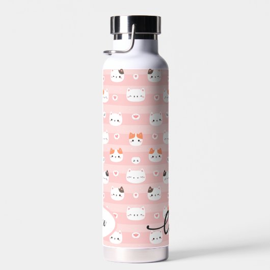Roze Leuke Katten Gepersonaliseerde Kinderen Waterfles (Rechts)