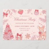 Roze leuke kerstfeest kaart (Voorkant)