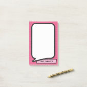 Roze Leuke Moderne Gepersonaliseerde Spraakballon Post-it® Notes (Op bureau)