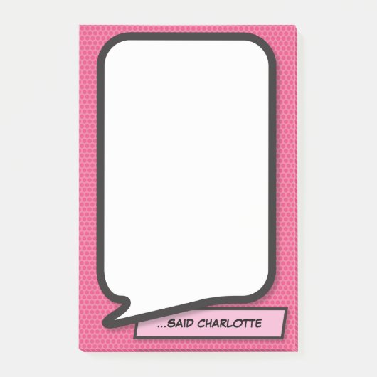 Roze Leuke Moderne Gepersonaliseerde Spraakballon Post-it® Notes (Voorkant)