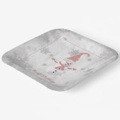 Roze Leuke Sneeuwman Papier Bord (Gebogen)