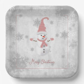 Roze Leuke Sneeuwman Papier Bord (Voorkant)