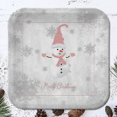 Roze Leuke Sneeuwman Papier Bord