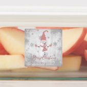 Roze Leuke Sneeuwman Vakantie Bakken Labels (Aangebracht)