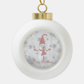 Roze Leuke Sneeuwman Vakantie Ornament (Voorkant)