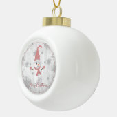 Roze Leuke Sneeuwman Vakantie Ornament (Rechts)