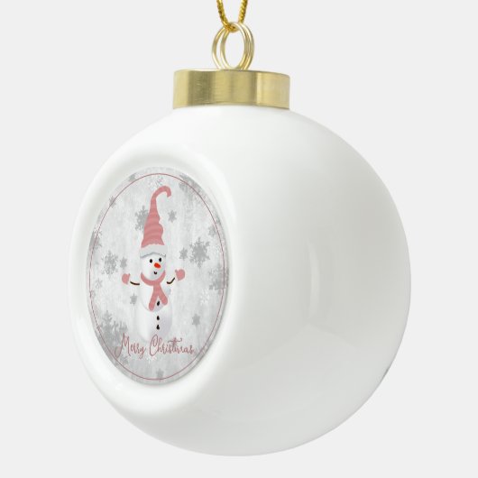 Roze Leuke Sneeuwman Vakantie Ornament (Rechts)