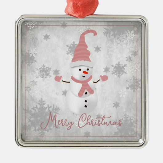 Roze Leuke Sneeuwman Vakantie Ornament (Voorkant)