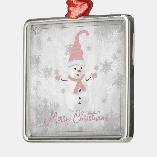 Roze Leuke Sneeuwman Vakantie Ornament (Links)