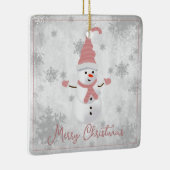 Roze Leuke Sneeuwman Vakantie Ornament (Rechts)
